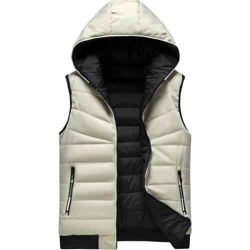 New Winter Reversible Hooded Sleeveless Vest Men Jackets Solid Mens Vest Plus Size 5XL 6XL Double Side Windproof Warm Waistcoat