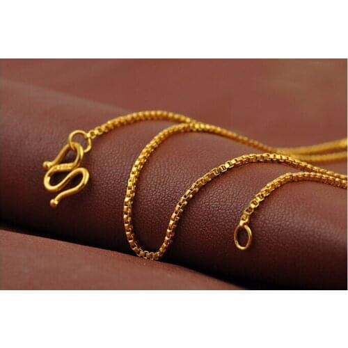 Pure 999 SOLID 24K Yellow Gold Necklace/ Box Link Chain/ 5.28g