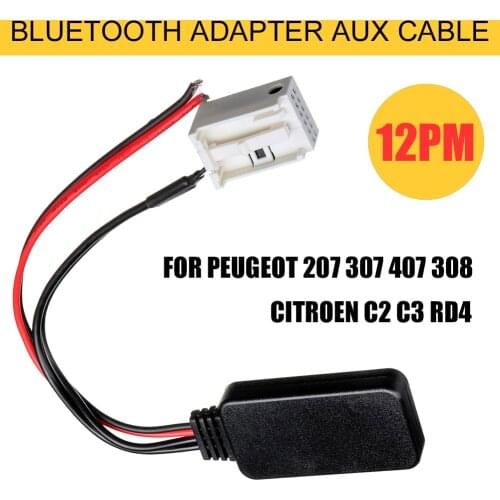 Fit for Peugeot 207 307 407 308 Fit for Citroen C2 C3 RD4 Car 12Pin bluetooth Module Wireless Radio Stereo AUX-IN Aux Cable Adap