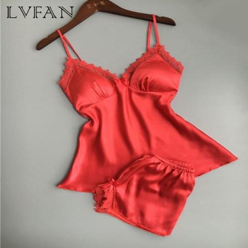 Womens Korean Version with Chest Cushion Sexy V Collar Suspenders Womens Summer Two Pieces of Thin Homewear AR L019