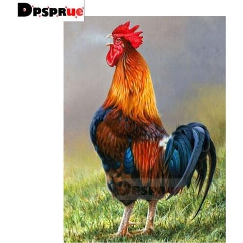 Dpsprue Full Square/Round Diamond Painting Cross Stitch Diamond 3D Embroidery Animal Cock DIY 5D Moasic Home Decor Gift DP04