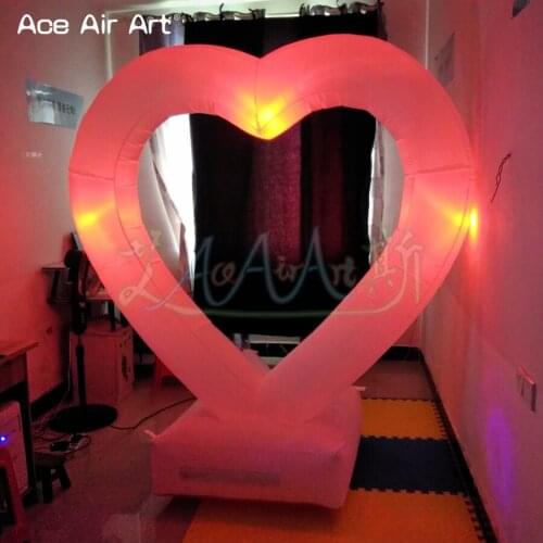 Facory directly Wedding decoration white fabric inflatable heart model,led heart with free 130 W fan,3 pcs lights for Valentine