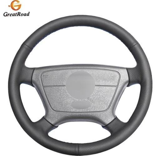 Hand-stitched Black Genuine leather Car Steering Wheel Cover for Mercedes Benz E-Class W210 E 200 240 280 320 1995-2002 W1