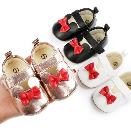 Spring Autumn Fashion Baby Shoes New Lovely First Walker PU Soft Bottom Shining Sequin Bowknot Baby Girl Princess Shoes 0-18M