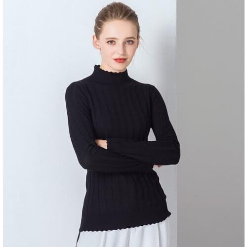 Wool turtleneck sweater women Korean style pull fem me 2019 Autumn winter knitwear pull over plus size Loose Thick faint stripe