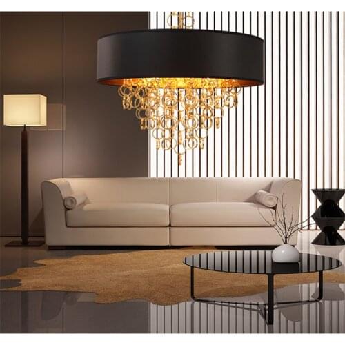 Modern Nordic Gold Tassels Dining Room Pendant Lights Black + Gold Circle Fabric Lights For Bedroom Hotel E27 Bulb Free Shipping