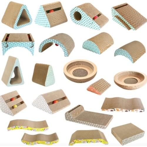 Fun Dog Toys Cat Scratch Board S-Shaped Corrugated Paper With Catnip Cats Claw Grinding Nail Scraper Mat Mattress Cat Supplies