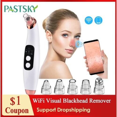 WiFi Camera Visual Blackhead Remover Vacuum Suction Pore Acne Cleaner Face Deep Nose Cleasning Pimple Removal USB Rechargeable