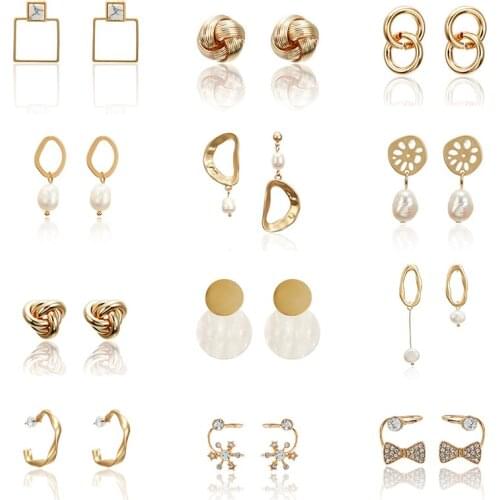 New Fashion Stud Earrings For Women Girl 2019 Korean Style Tiny Geometric Ear Jewelry Gift For Wedding Brincos Wholesale