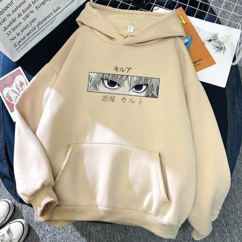 Women Hoodies Hunter X Hunter Women Pullovers Hoodies Sweatshirts Killua Zoldyck Devil Eye Print Anime Hoody Streetwear Tops Ins