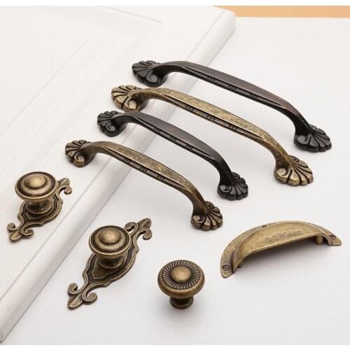 1PCS Zinc Alloy European Retro Old Bronze Cabinet Handles and Knobs Wardrobe Drawer Door Pulls Furniture Hardware