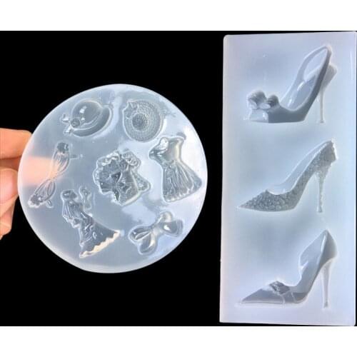 1Pcs Silicone Mold high-heeled shoes Princess Cap Dress evening dress Silicone Mould handmade tool epoxy resin mold