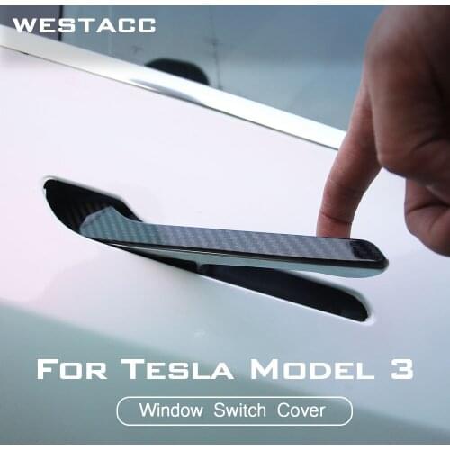 4Pcs Carbon Fiber Car Exterial Door Handle Cover Protective Sticker Trim for Tesla Model 3 2016 - 2021 Accessories