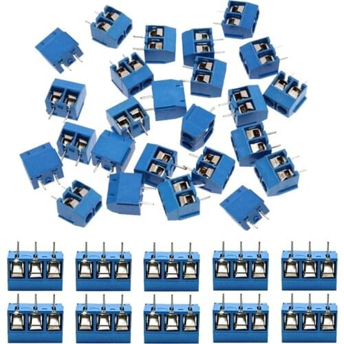 60Pcs 5mm Pitch 2 Pin & 3 Pin PCB Mount Screw Terminal Block Connector for Arduino (50 x 2 Pin, 10 x 3 Pin)