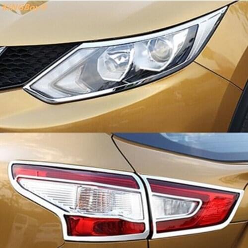 ABS Chrome Front rear Head Light Lamp Cover Trim Front Head Light Cover For 2014-2016 Nissan Qashqai J11 car Styling Accessories