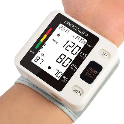 Wrist Electronic Blood Pressure Monitor Automatic Digital Sphygmomanometer Meter Monitor Heart Rate Pulse Portable Tonometer BP