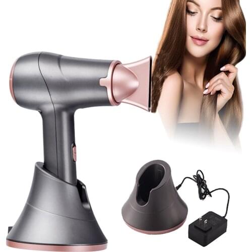 Wireless Hair Dryer Hot And Cold Wind Electric Blower Rechargeable Blowerdryer Home Appliances