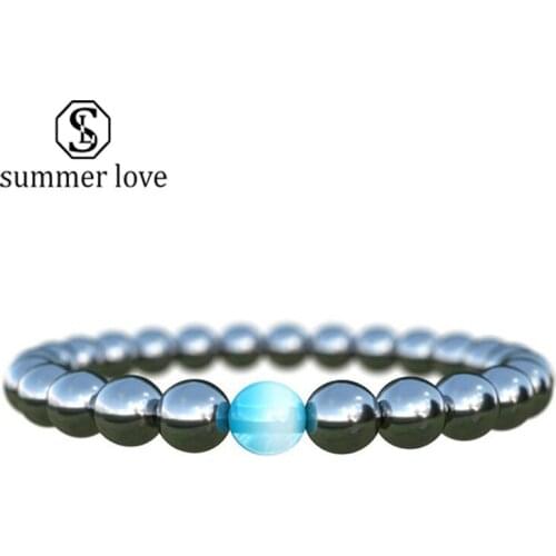 Biomagnetism Nature Magnetic Bracelet Handmade 8mm Beads Natural Stone Health Care Weight Loss Bracelet Wristband DIY Jewerly