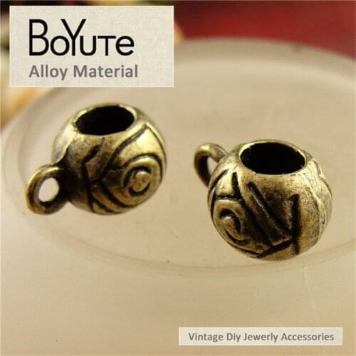 BoYuTe (100 Pieces/Lot) 9*12MM Antique Bronze Plated Zinc Alloy Vintage Big Hole Hang Circle Beads Jewelry Findings Accessories