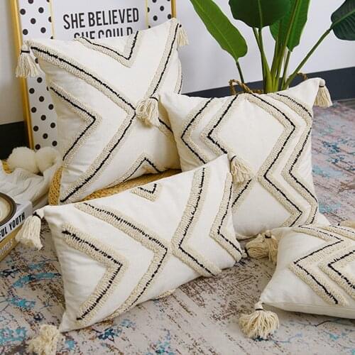 Bohemian Cushion Cover Geometric Pillow Cover With Tassels Modern Pillow Case for Sofa Bed Couch Home Decor Pillowcase