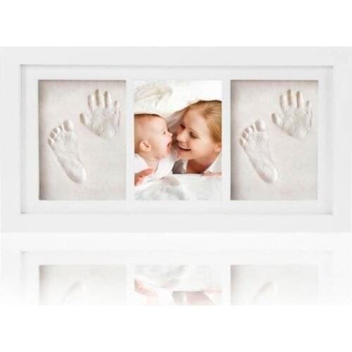 Baby Kid Children Foot Finger Hand Wooden Photo Frame Set Print Clay Ink Kit Gift Memory D5QA