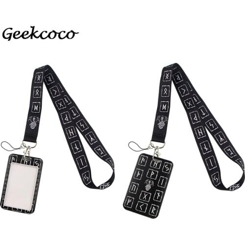 J1998 Viking Card Holder ID Holder Flower Woman Bus Card Holder Staff Card With Lanyard