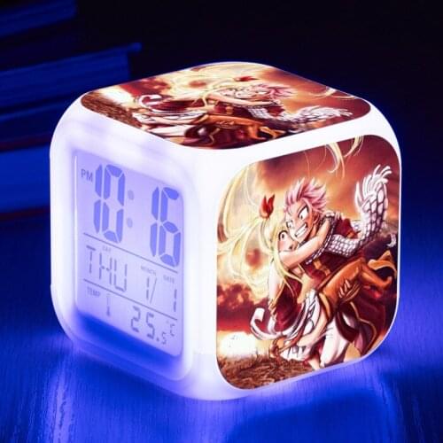 Kids Cute Cartoon 3D OPEN THE GATE Print Alarm Clock 7 Color Glowing LED Digital Clock Kids Birthday Gift Multifunction Touch