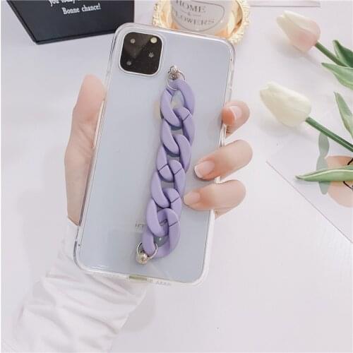 For Huawei P40 Pro Lite P30 P20 Nova 7i 4e 5T Y9S Mate 30 20 Honor 30S 9X Case Bracelet Chain Clear Crystal Back Cover Funda