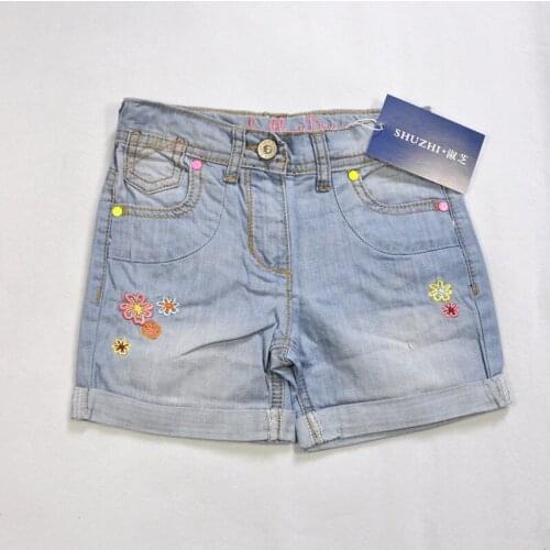 SHUZHI summer style fashion Grils Denim shorts Baby flower demin shorts for kids girls children shorts kids jeans 2-10Y