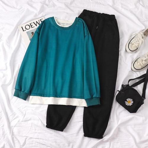 Suit Female Student Korean Version Loose Fashion Trousers New + Spring and Autumn Thin Hoodies Two-piece Female Ins