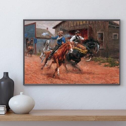 Cowboys And Indians Ghosts Towns Thomas Art Canvas Poster Painting Oil Wall Picture Print Modern Home Bedroom Decoration Artwork