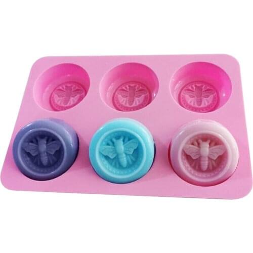 6 Cavities Soap Mould Multifunction Bee Shape Non-toxic Fondant Cake Mold Baking Accessories Kitchen Gadgets DIY Silicone Molds
