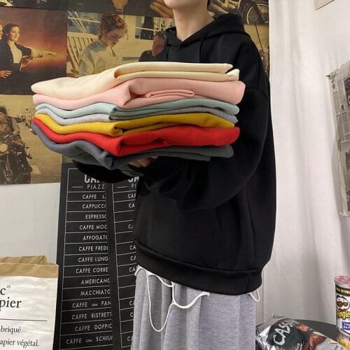 Hooded Sweatshirts For Men Casual Fashion Classic Pullover Long Sleeve Solid Loose Male Clothes Spring Autumn Oversize Tops