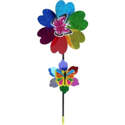 OOTDTY Colorful Sequins Windmill Wind Spinner Home Garden Yard Decoration Kids Toy