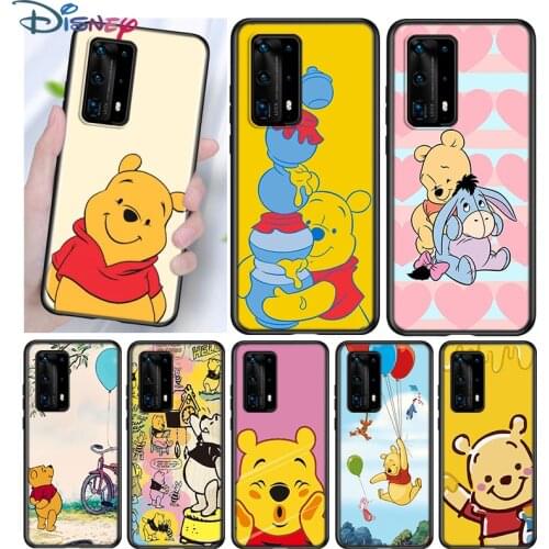 Winnie The Pooh Silicone Cover For Huawei P40 P30 P20 Pro P10 P9 P8 Lite E Plus 2019 2017 5G Black Phone Case