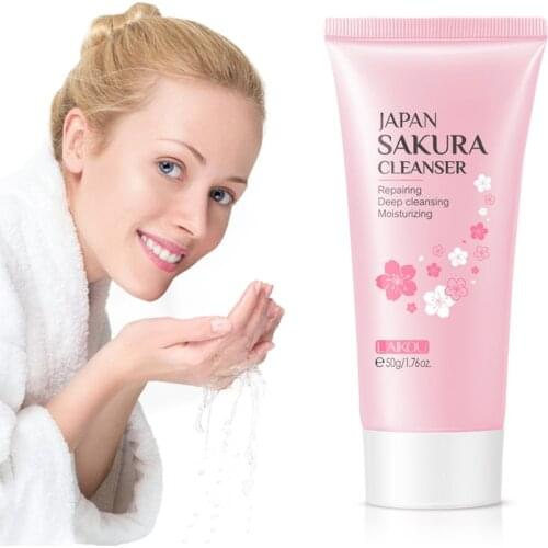 Sakura Cleanser Rich Foam Deep Clean Remove Grease Improve Oily Face Wash Cream Gentle Moisturizing Remove Blackhead Cleanser