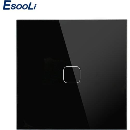 Esooli Touch switch light EU Standard 1 gang Electric Touch Switch 86 Type Crystal Glass Panel Wall Light Touch Switches