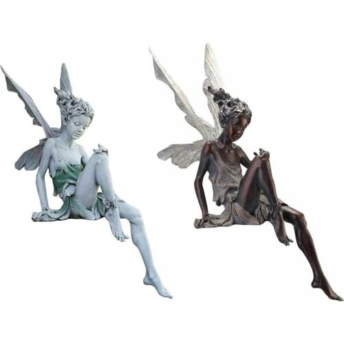 Hot Newest Tudor And Turek Sitting Fairy Statue Figurines Resin Craft Landscaping Yard Decoration Outdoor Garden Ornament