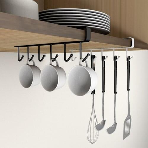 Cabinet Hook Six-connected Nail-free Storage Rack for Kitchen Creative Metal Wrought Iron Kitchen Utensil Rack