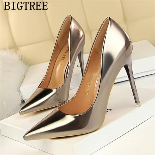 Office Shoes Women Patent Leather 2020 Shoes Pointed Toe High Heels Bigtree Shoes Luxury High Heels Tacones Altos Mujer Sexy