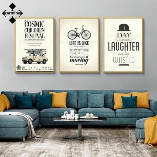 Vintage Bike Car Poster and Print Retro Letters Wall Picture Nordic Classic Wall Art Canvas Painting for Bedroom Decor Frameless