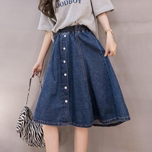 Denim Midi Plus Size Oversized 5Xl Large Korean Fashion High-Waisted Vintage Summer WomenS Clothing Skirt Vetement Femme 2021
