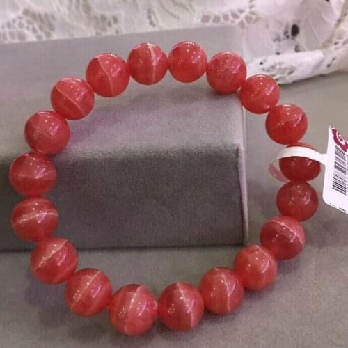 Genuine Natural Ice Rose Rhodochrosite 11mm Round Beads Woman Bracelet Gems Stone Bangle Certificate Birthday Gift AAAAA