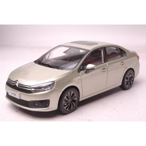 1:18 Diecast Model for Citroen C4 Sega 2016 Gold Sedan Alloy Toy Car Miniature Collection Gift C-Quatre