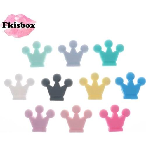10pcs Food Grade Silicone Crown Beads Baby Teether Necklace Bead Infant Baby Chewing Jewelry Accessories For DIY Teether Toy