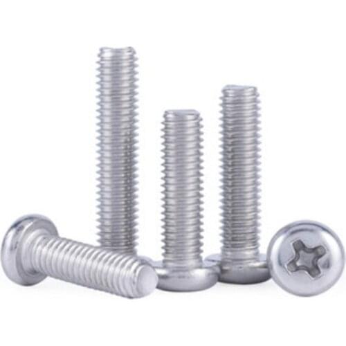 100PCS M1/M1.2/M1.4 DIN7985 GB818 Stainless Steel Cross Recessed Pan Head Screws Phillips Screws Bolts