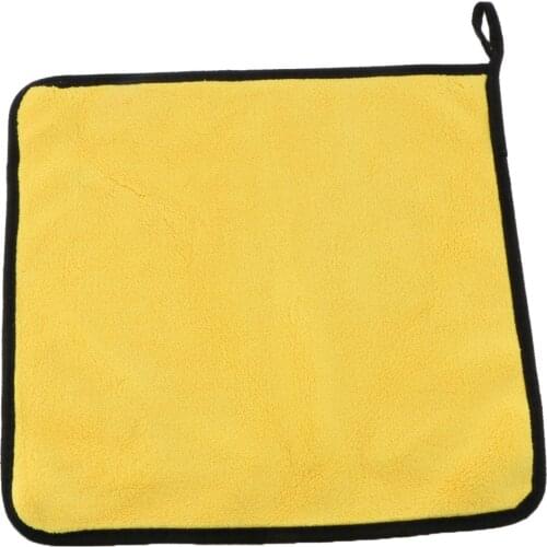 2xCar Wash Microfiber Towel Cleaning Drying Cloth Hemming Yellow Gray 30x30cm Multi-functional car wash towel