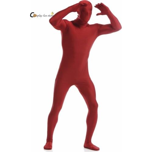 2018 Adult Full Body Spandex Lycra Zentai Suit Wine red Tight Suits Pure Color Halloween Party Unitard Customize for special use