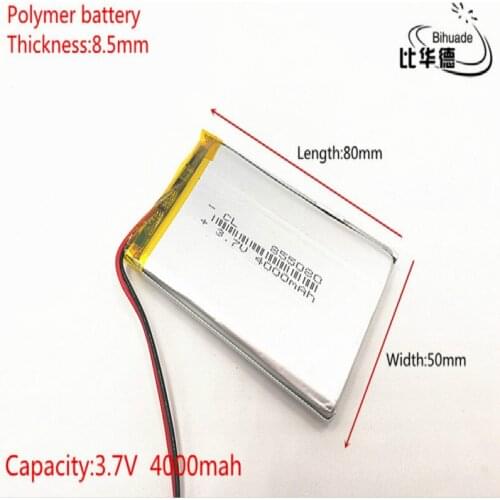 3.7V 4000mAh 855080 Lithium Polymer LiPo Rechargeable Battery cells For Mp3 Power bank