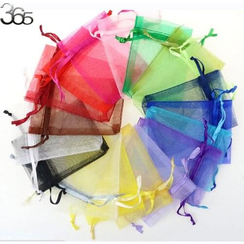 Free Shipping 100Pcs Wholesale Lot Wedding Jewelry Packing Organizer Mixed Drawable Organza Bags Gift Bags 7x9cm